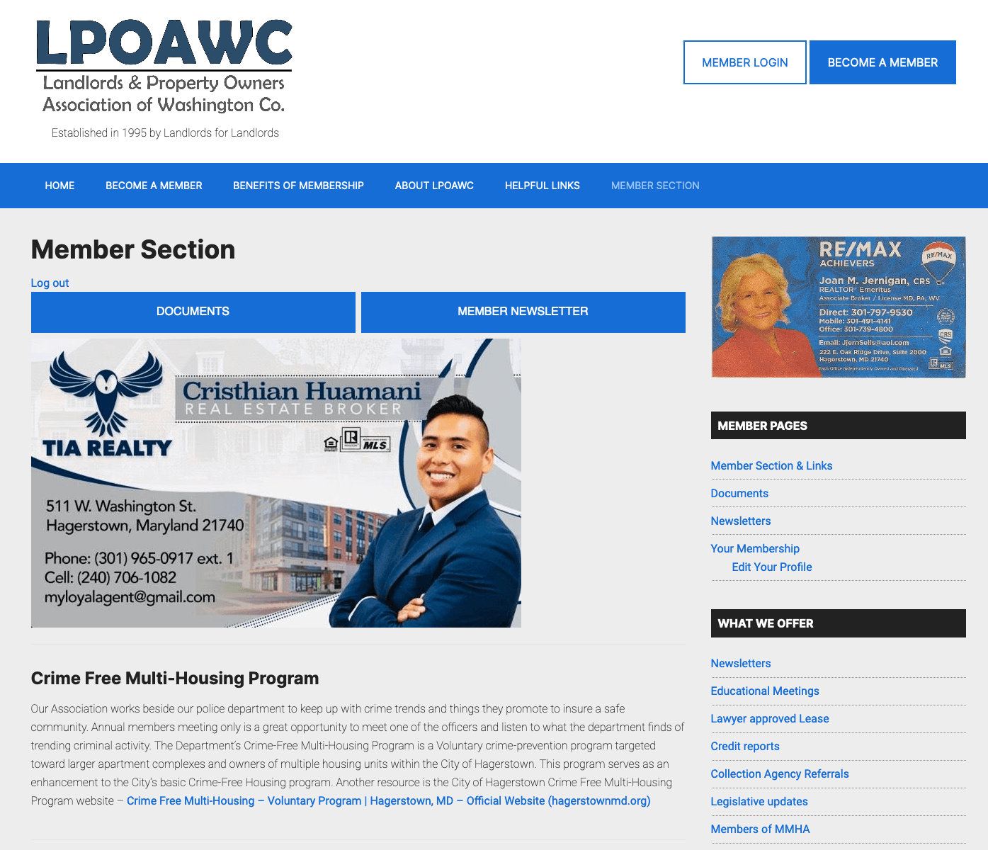New LPOAWC Website First-Time Login Instructions